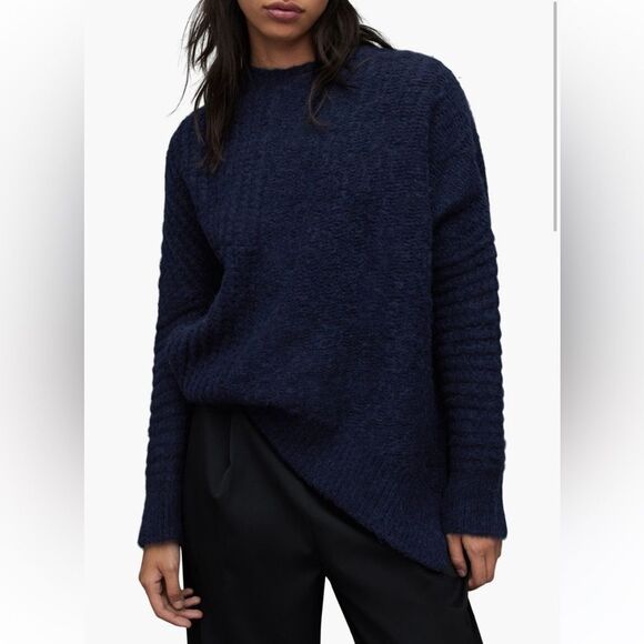 AllSaints Selena Mixed Stitch Asymmetric Sweater NWT - Picture 1 of 4